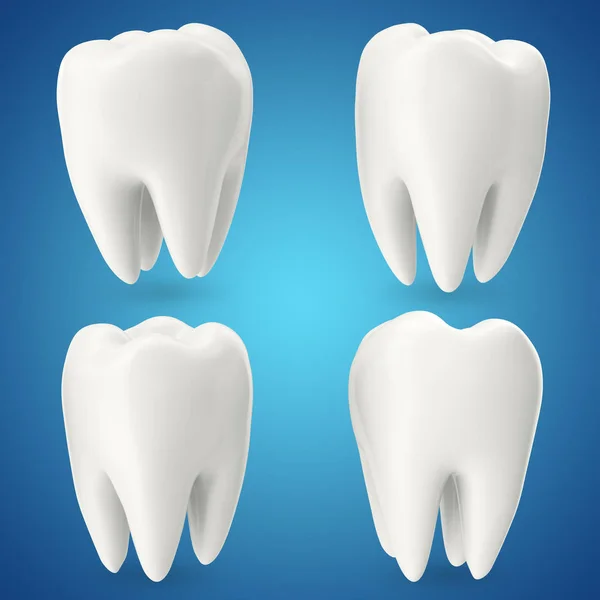 Diş, diş bakımı tasarım projesi, 3d Render mavi zemin üzerine izole kavramı ayarla — Stok fotoğraf