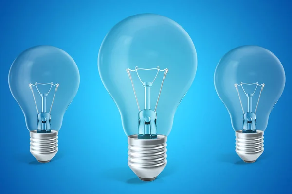 Tres ligh concepto de bombilla de ideas, innovación. renderizado 3d — Foto de Stock