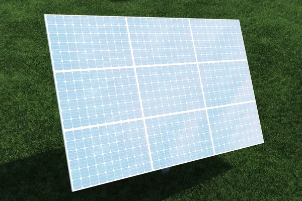 3D obrázek solární panely. Solární panel produkuje zelená, ekologicky šetrné energie ze slunce. Koncepce energetické budoucnosti. — Stock fotografie