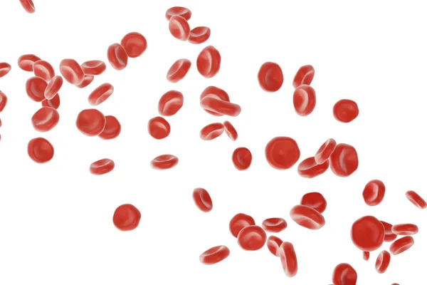 Glóbulos rojos en la arteria, flujo dentro del cuerpo, concepto de atención médica de la salud humana, 3d representación aislada en blanco — Foto de Stock