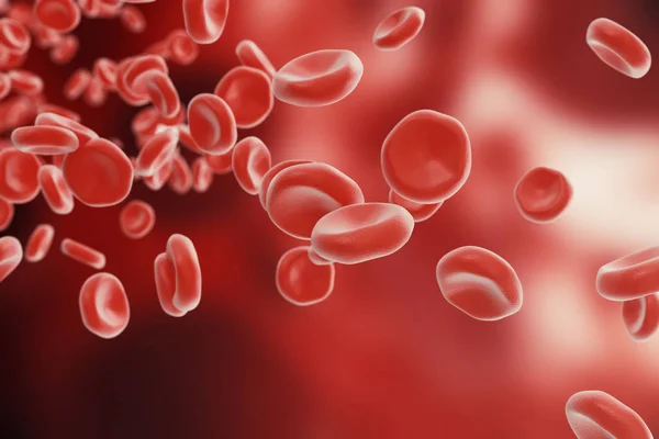 Αφηρημένη ερυθρά αιμοσφαίρια, επιστημονικά ή ιατρικά ή μικροβιολογικών concept, 3d rendering — Φωτογραφία Αρχείου