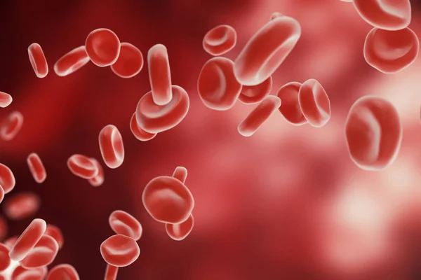 추상 붉은 혈액 세포, 과학 또는 의학 이나 미생물의 개념, 3 차원 렌더링 — 스톡 사진