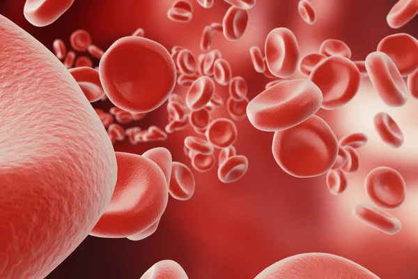 Sel darah merah: bertanggung jawab untuk membawa oksigen, mengatur pH darah, makanan dan perlindungan kandang organisme. Rendering 3d — Stok Foto