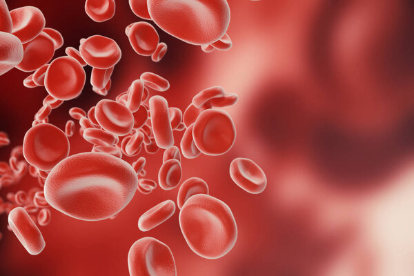 Red blood cells in artery, flow inside body, concept medical human health care, 3d rendering