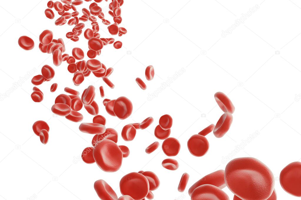 Red blood cells: responsible for oxygen carrying over, regulation pH blood, a food and protection of cages of an organism. 3d rendering isolated on white backgorund