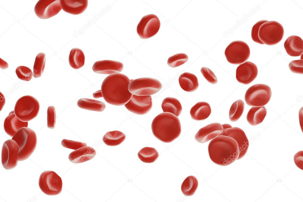 Abstract red blood cells, scientific or medical or microbiological concept, 3d rendering isolated on white background