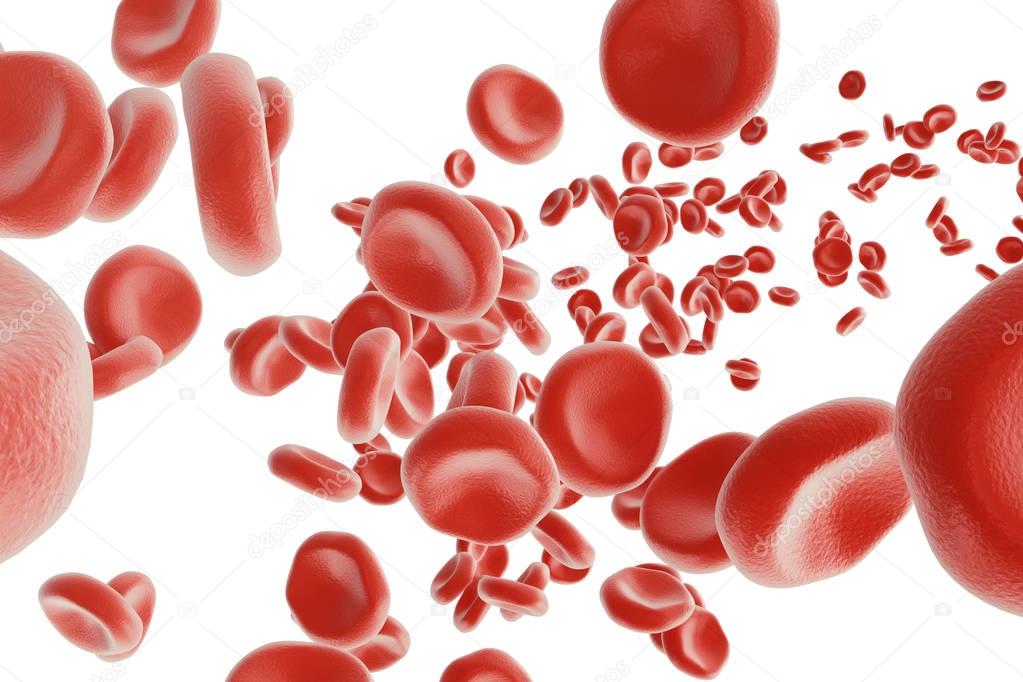 Abstract red blood cells, scientific or medical or microbiological concept, 3d rendering isolated on white background