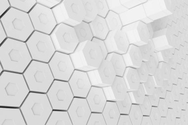 Beyaz geometrik altıgen arka plan, 3d render