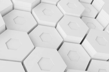 Beyaz geometrik altıgen arka plan, 3d render