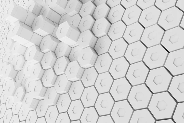 Weißer geometrischer sechseckiger abstrakter Hintergrund, 3D-Rendering — Stockfoto