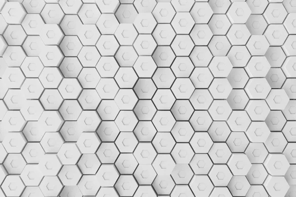 Branco geométrico hexagonal abstrato fundo, 3d renderização — Fotografia de Stock