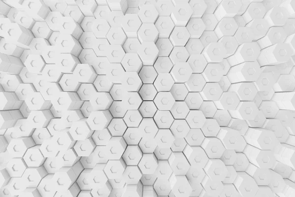 Fondo abstracto hexagonal geométrico blanco, representación 3d — Foto de Stock