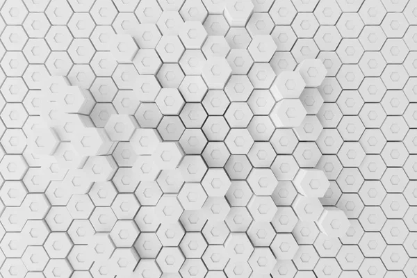 Fondo Abstracto Hexagonal Geométrico Blanco Renderizado — Foto de Stock