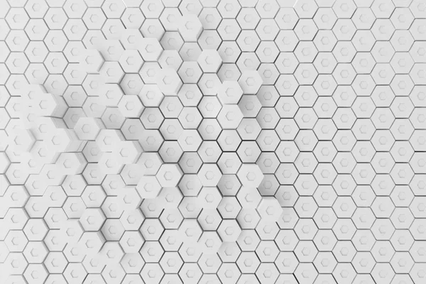 Fondo Abstracto Hexagonal Geométrico Blanco Renderizado — Foto de Stock