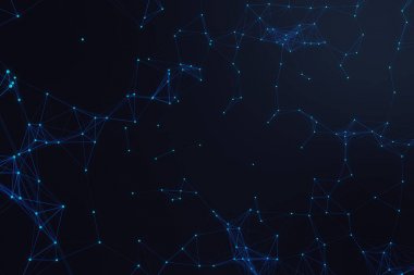 Teknolojik bağlantı fütüristik şekli, mavi nokta ağ, Soyut 3d render, arka plan, mavi arka plan, kavram ağı, Internet iletişim