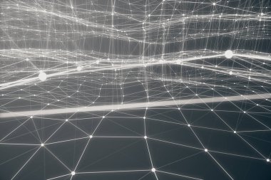Teknolojik bağlantı fütüristik şekli. Gri nokta ağ. Arka plan, gri arka plan. Ağ Internet Internet güvenlik kavramının 3d render