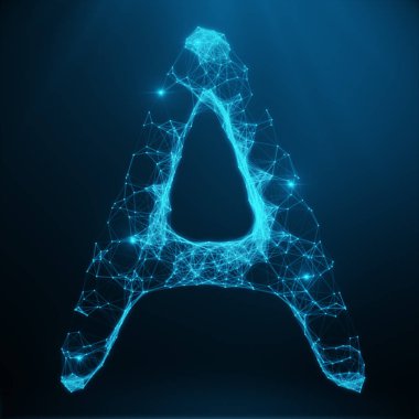 Soyut resim A harfi, noktalar, çizgiler ve şekiller, oluşan 3B oluşturma