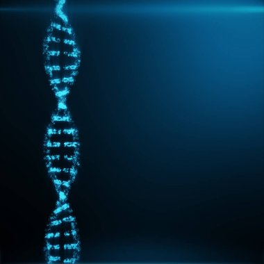 Mavi noktalar ve çizgiler Çokgen Dna kavram onsisting. Dijital illüstrasyon Dna yapısı. DNA molekül yapısı. 3D render