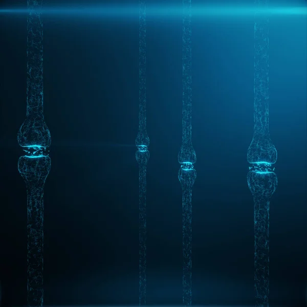 Синий Светящийся Синапс Искусственный Нейрон Концепции Искусственного Интеллекта Синаптические Линии — стоковое фото