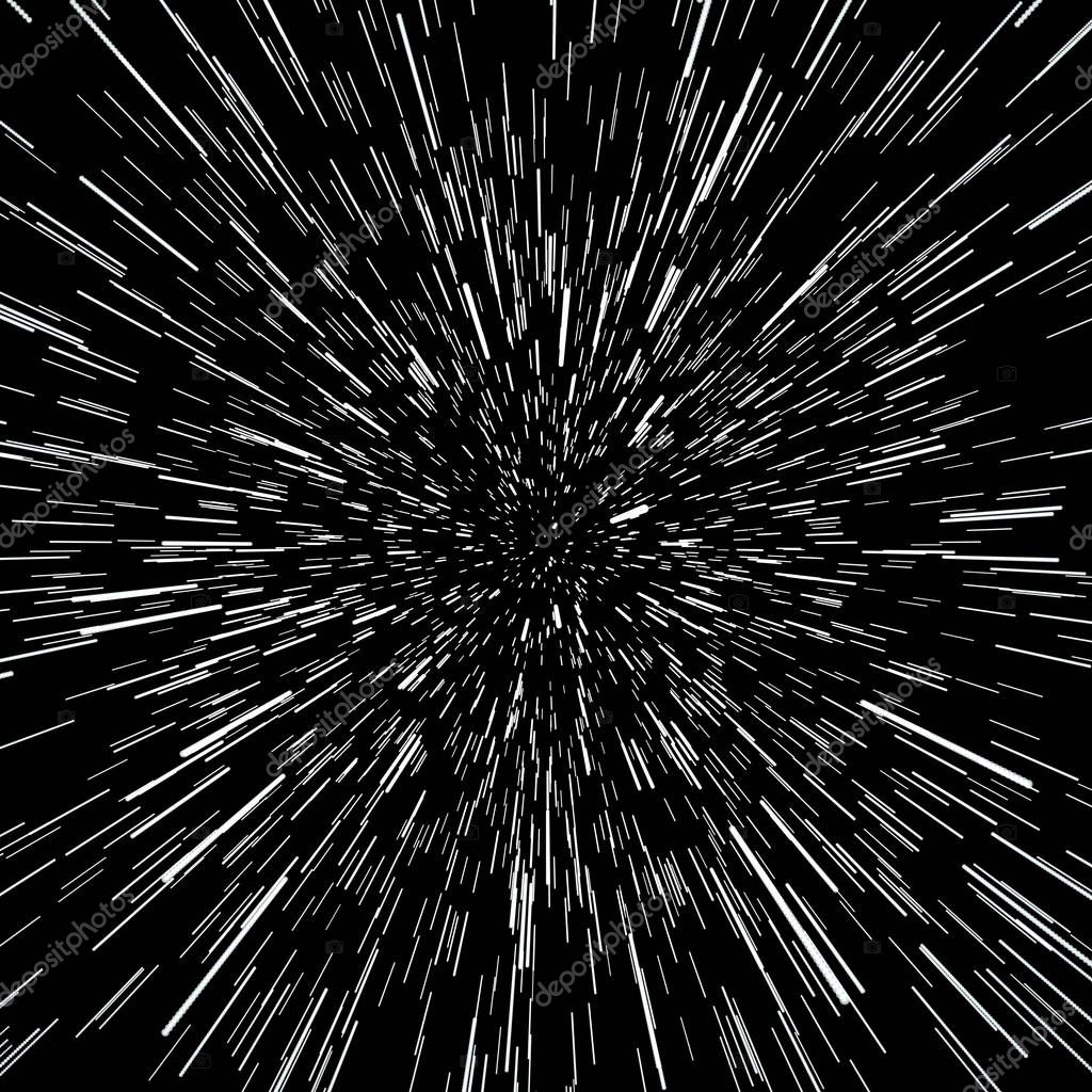 Abstract Background With Star Warp or Hyperspace. Abstract Exploding Effect. Hyperspace Travel. The Concept of Space Travel by Changing Time and Space. 3D Rendering