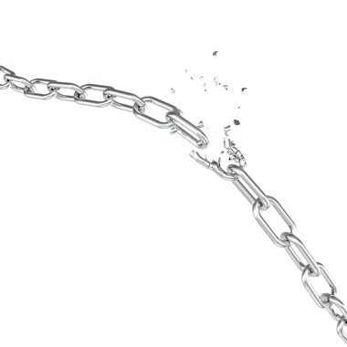 Kırık çelik, Özgürlük kavramı kırık metal zincir bağlar. Bozulma güçlü çelik. 3D çizim