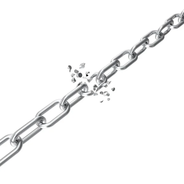 Broken Steel Broken Metal Chain Links Freedom Concept Disruption Strong — Stock Photo, Image