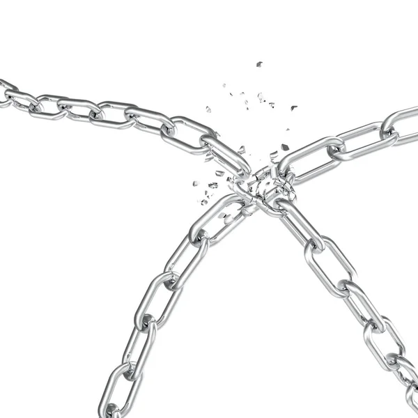 破碎的钢 破碎的金属链链接的自由概念 破坏强钢 — 图库照片
