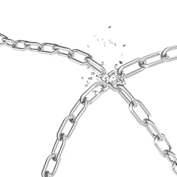 Broken Steel Broken Metal Chain Links Freedom Concept Disruption Strong — Stock Photo, Image