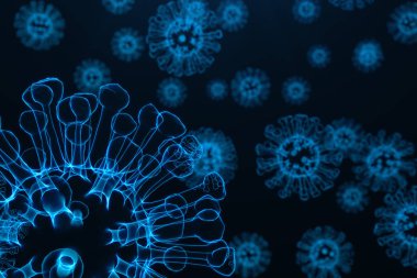 3d çizim viral enfeksiyon kronik hastalık neden. Sarılık virüsü, grip virüsü H1n1, grip, hücre organizma, AIDS'e bulaştırmak. Virüs arka plan.