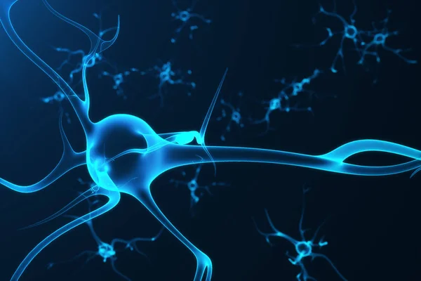 Conceptuele Afbeelding Van Neuron Cellen Met Gloeiende Koppeling Knopen Synaps — Stockfoto