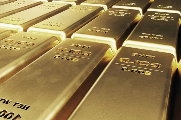 Shiny Gold Bars Weight Gold Bars 1000 Grams Concept Wealth — Stock Photo, Image