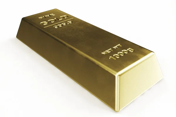 Gold Bar Isolato Sfondo Bianco Peso Lingotti Oro 1000 Grammi — Foto Stock