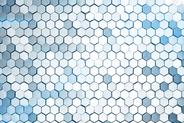Futuristick 抽象六边形背景与景深的深度 结构的大量六边形 钢蜂窝壁纹理 有光泽的六角簇背景 — 图库照片
