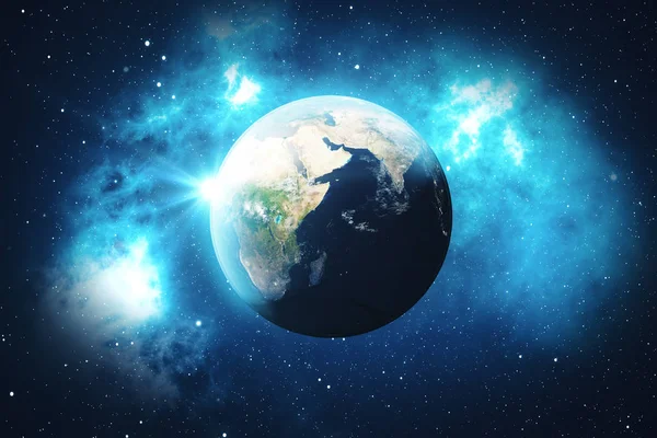 3D Renderöinti World Globe Space Star Field Näytetään Night Sky tähtien ja tähtisumu. Näkymä Maasta avaruudesta. Elementit tämän kuvan kalustettu NASA — kuvapankkivalokuva