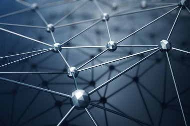 3D resim, arka plan. Kavram neural ağ ve bulut bilgisayar. Bağlantı çizgileri ve noktaları temsil edebilir geometriyle bulut hesaplama veya Internet bağlantıları