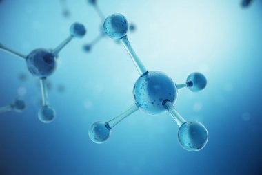 3D çizim atomların yapısı. Bilim veya atomları ve molekülleri ile tıbbi geçmişi. Başlık sayfası veya el ilanı için tıbbi geçmişi. Atomik düzeyde yapısı
