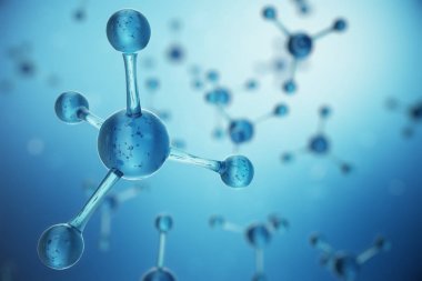3D çizim atomların yapısı. Bilim veya atomları ve molekülleri ile tıbbi geçmişi. Başlık sayfası veya el ilanı için tıbbi geçmişi. Atomik düzeyde yapısı