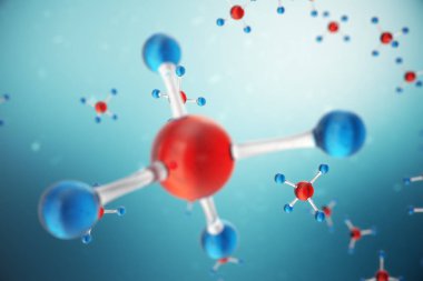 3D çizim molekülleri. Atomlar bacgkround. Başlık sayfası veya el ilanı için tıbbi geçmişi. Atomik düzeyde moleküler yapısı.