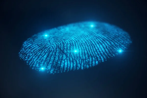 3D-Abbildung Fingerabdruck-Scan bietet Sicherheitszugriff mit biometrischer Identifikation. Konzept Fingerabdruckschutz — Stockbild Abbildung Fingerabdruck Scan Bietet Sicherheitszugriff Mit Biometrischer Identifikation Konzept Fingerabdruckschutz — Stockfoto