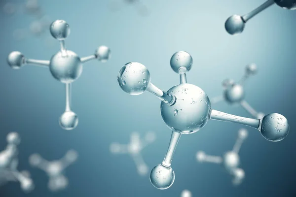 3D Illustration Moleküle. Atome schmelzen dahin. medizinischer Hintergrund für Banner oder Flyer. molekulare Struktur auf atomarer Ebene. — Stockfoto