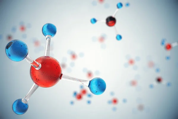 Молекулы 3D иллюстрации. Атомы бакалейные. Медицинское образование для баннера или флаера. Молекулярная структура на атомном уровне . — стоковое фото