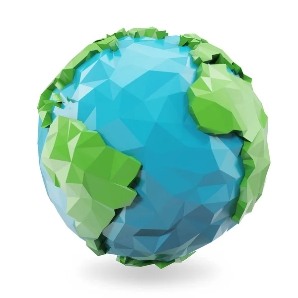 Illustration de globe terrestre poly bas rendu 3D. Icône globe polygonale, style low poly — Photo