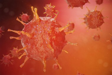Grip virüsü H1n1. domuz gribi, 3D çizimi bulaştırmak organizma, viral hastalığı salgın.