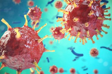 Kronik karaciğer hastalığı viral hepatit enfeksiyonu, sarılık virüsü bulaşmış canlı. 3D çizim