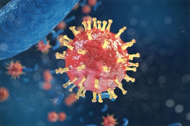 3D çizim, hepatit, H1n1, HIV, grip, AIDS virüs soyut arka plan. Sarılık virüsü bulaşmış canlı.