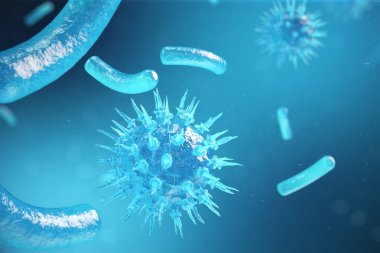 Kronik karaciğer hastalığı viral hepatit enfeksiyonu, sarılık virüsü bulaşmış canlı. 3D çizim