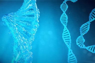 Sarmal Dna molekülünün değiştirilmiş genler ile. Mutasyon genetik mühendisliği tarafından düzeltiliyor. Kavram moleküler genetik, 3d çizim