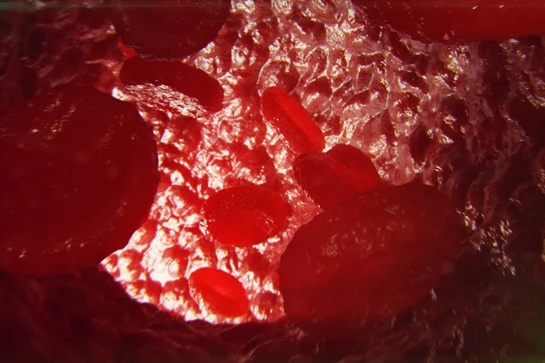 3D illustration röda blodkroppar i venen. Röda blodkroppar flödet i kärlet. människors hälsa-sjukvård koncept. — Stockfoto