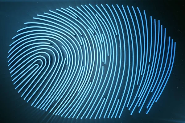 指纹扫描识别系统。指纹扫描通过生物特征识别来提供安全访问。3d 渲染. — 图库照片