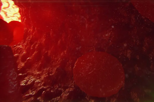 3d. 图为静脉血红细胞。血管中的红细胞流动。医疗保健概念. — 图库照片